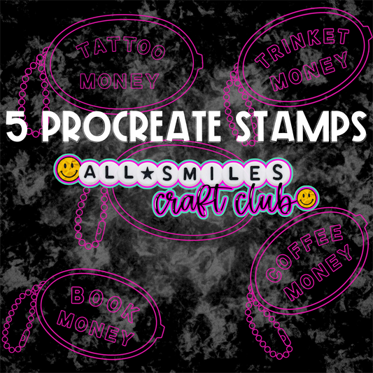 Coin Purse Keychain Procreate Stamp Set