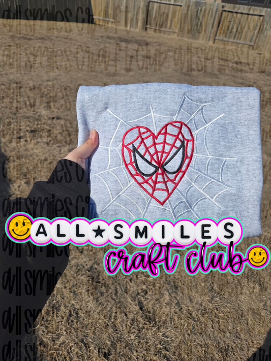 Spider Web Heart Embroidered Sweatshirt