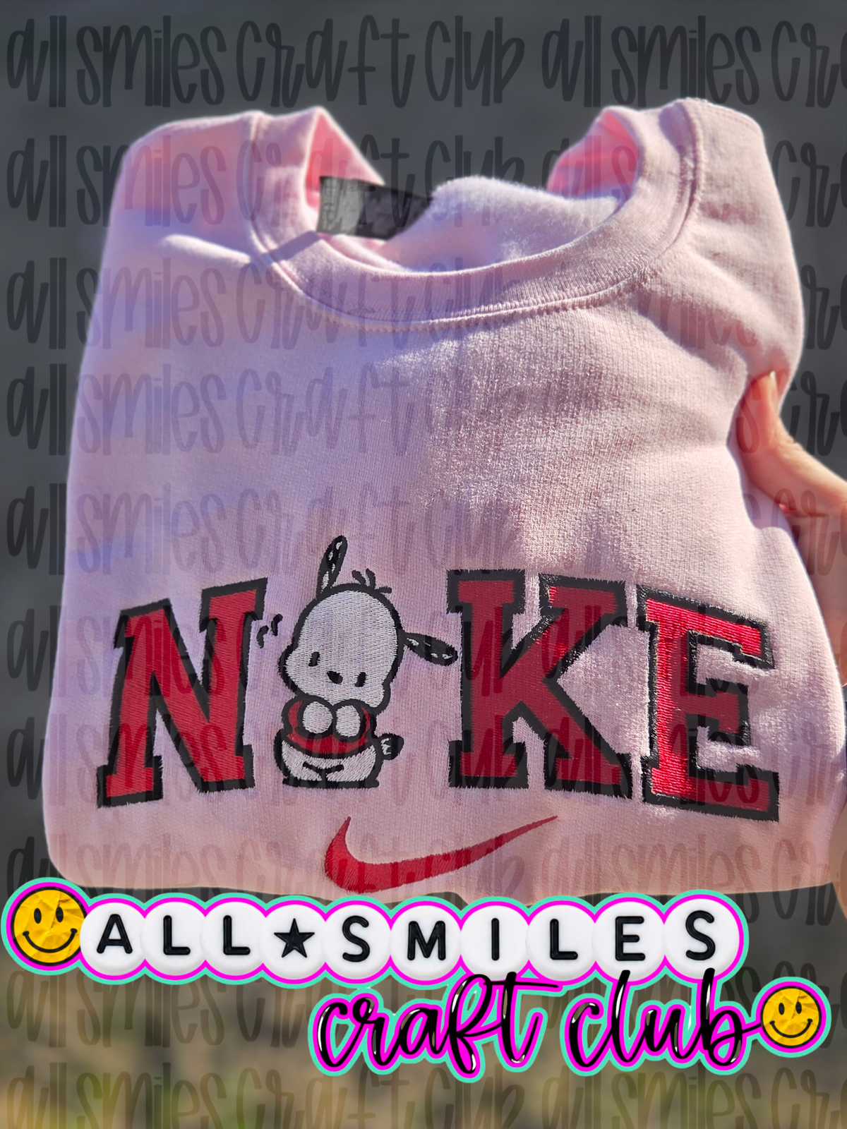 Swoosh Cute Dog Embroidered Sweatshirt